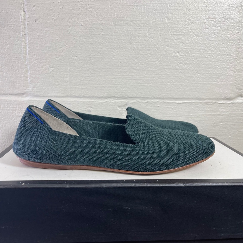 ROTHY'S The Loafer Dark Green Knit Round Toe Flats Loafers Slip On Women's 8.5